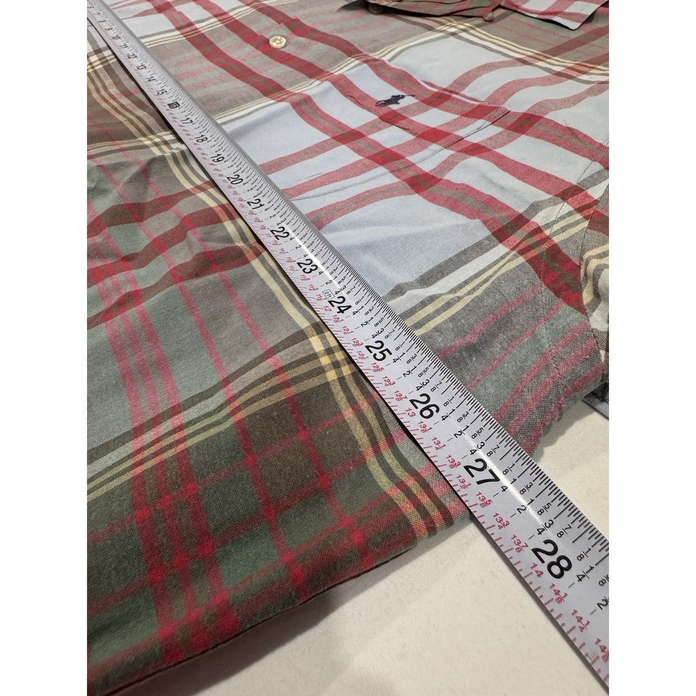 Polo Ralph Lauren Caldwell Shirt XXL Plaid Camp Collar 100% Cotton Blue Red - Picture 6 of 6